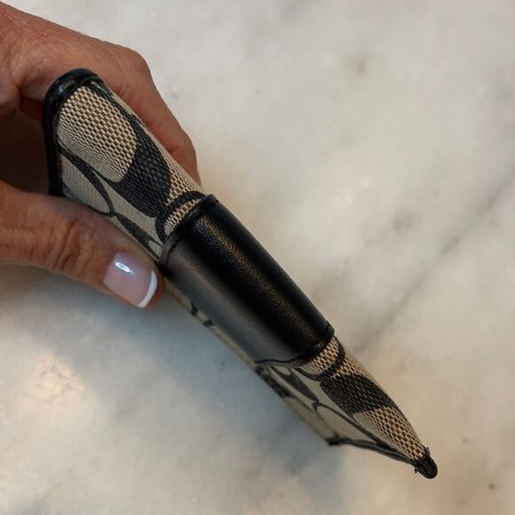 Coach  North South Leather Striped Cardholder Keychain - Picture 11 of 15